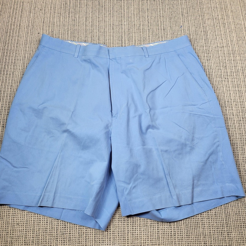 Fairway & Greene Shorts Mens 40‎ Blue Chino Pleated Front 9 Inseam Casual Summer